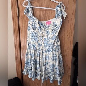 Floral Blue and White Dress dollskill